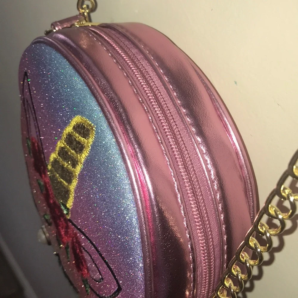 - New Claire’s round unicorn purse embroidered crossbody